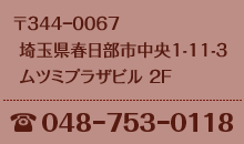 村田歯科クリニック 〒344-0067 埼玉県春日部市中央1-11-3　ムツミプラザビル2F　電話番号048-753-0118